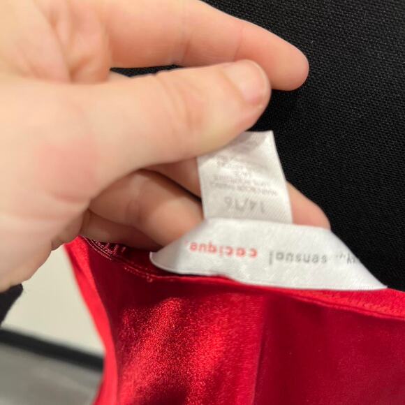 Vintage Y2K Red Satin Lace Slip Dress by Cacique size 14/16 - Picture 4 of 5